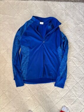 Blue Half-Zip Athletic Sweater